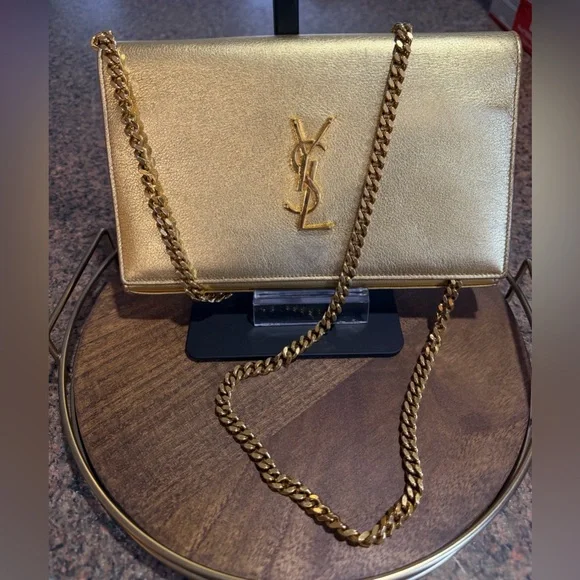 Saint Laurent Metallic Gold Calfskin Kate Clutch/Crossbody - Picture 7 of 12